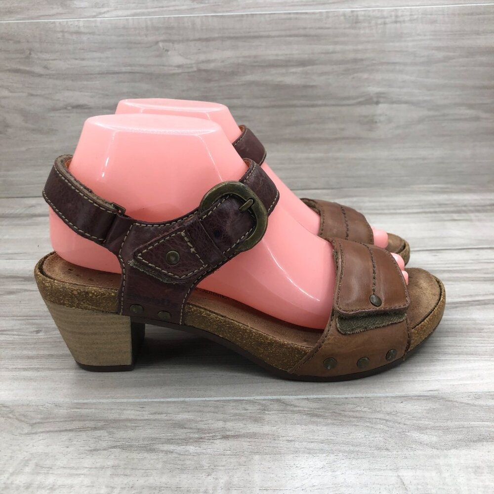 Mephisto Mobils Sandals Womens EU 37 Two tone brown Leather Hook and Loop Shoes